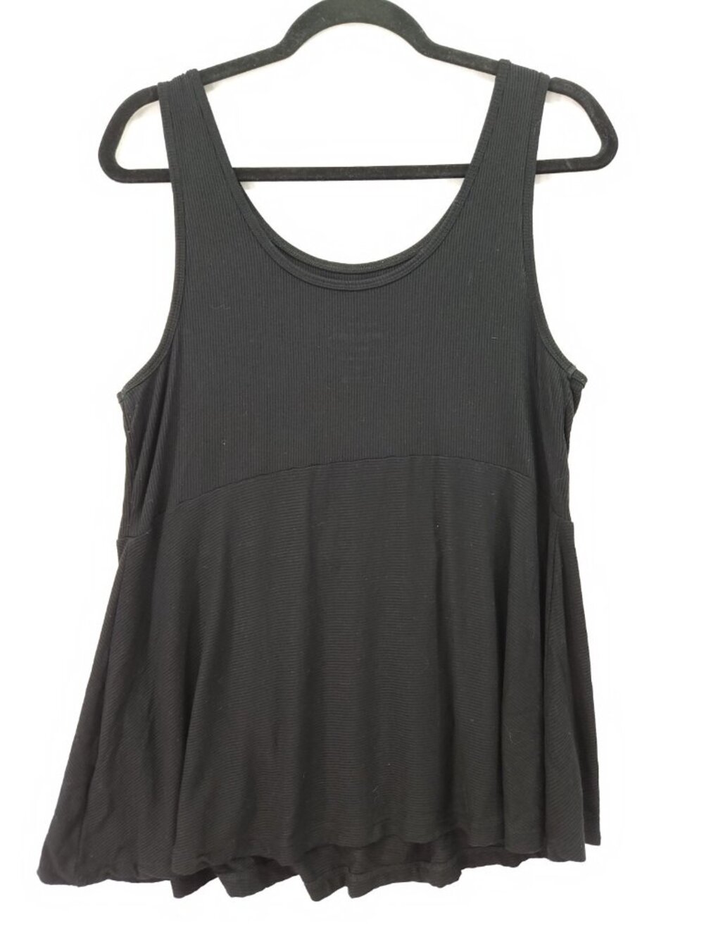 Torrid Super Soft Knits Size 1X Black Ribbed Tank Top Babydoll Peplum Cami